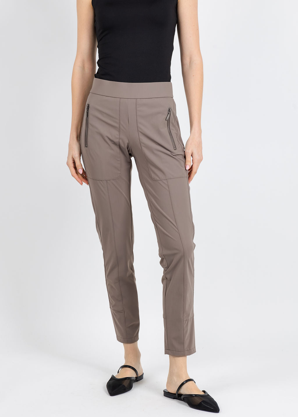 Raffaello Rossi Corry Zip Pants in Taupe available at Barbara Katz