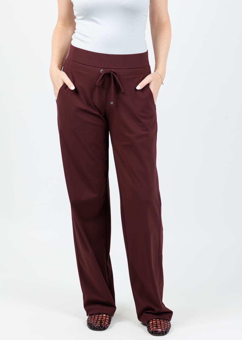 Raffaello Rossi Candice Straight Pants in Burgundy available at Barbara Katz