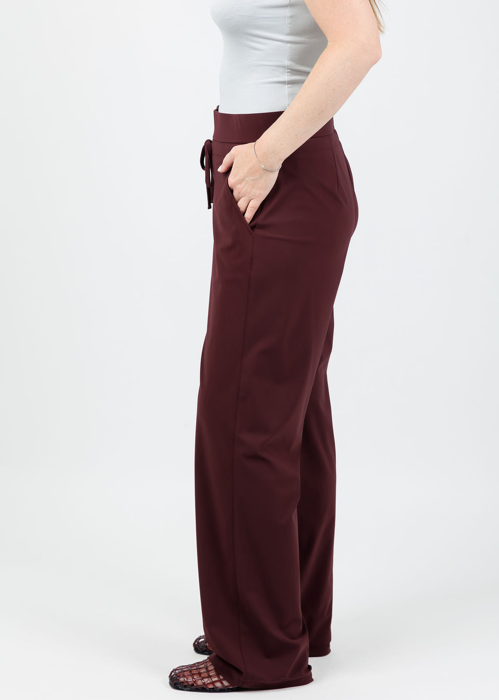 Raffaello Rossi Candice Straight Pants in Burgundy available at Barbara Katz