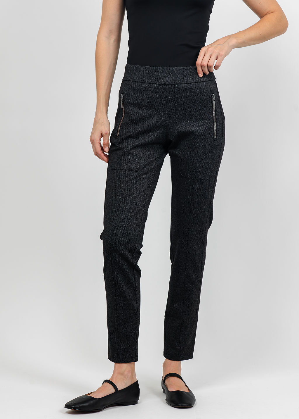 Raffaello Rossi Corry Jersey Pant in Dark Grey Graphical available at Barbara Katz