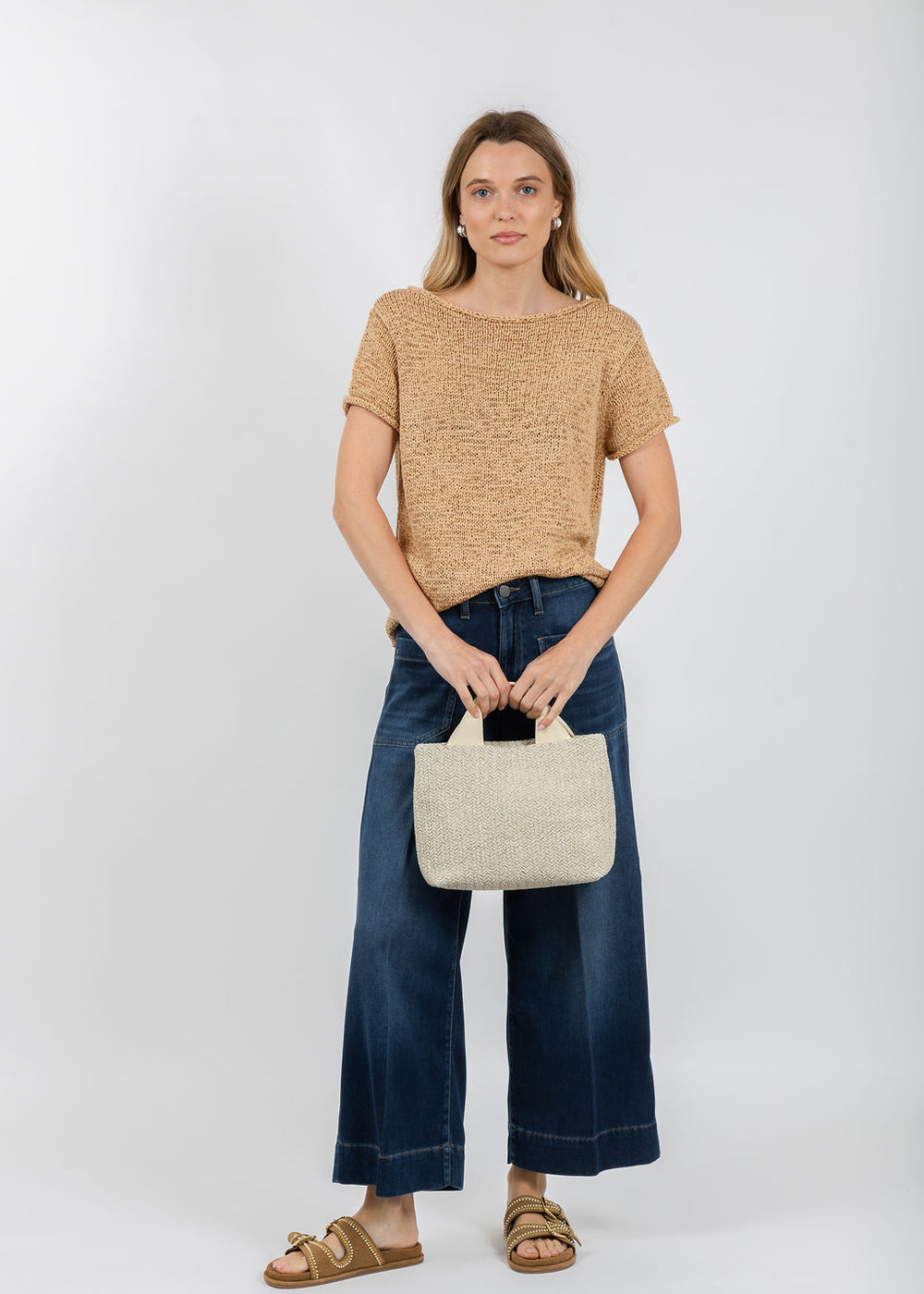 Raffaello Rossi Miru 6/8 Slouchy Pants in Denim available at Barbara Katz