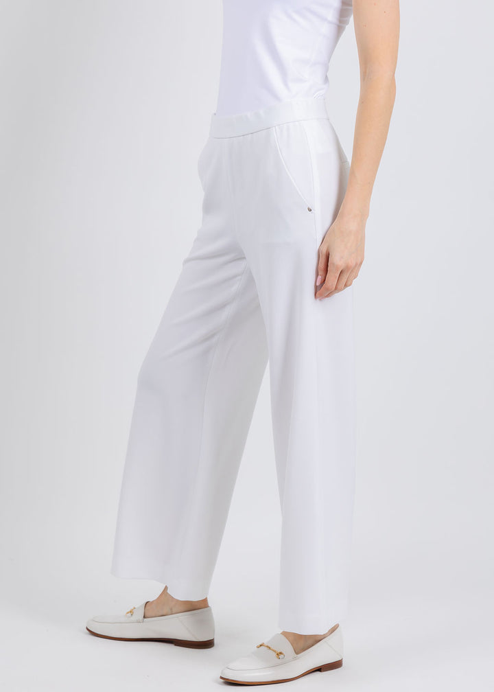 Raffaello Rossi Palina Crepe 6/8 Culotte Pants in Off White available at Barbara Katz
