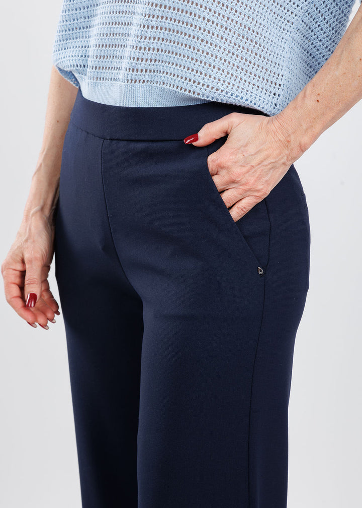 Raffaello Rossi Palina Crepe 6/8 Culotte Pants in Dark Blue available at Barbara Katz