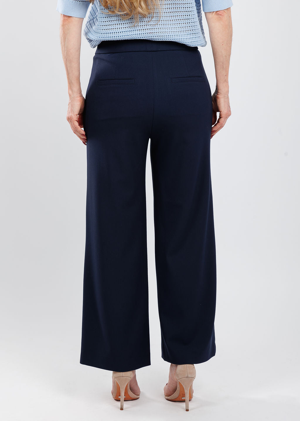 Raffaello Rossi Palina Crepe 6/8 Culotte Pants in Dark Blue available at Barbara Katz