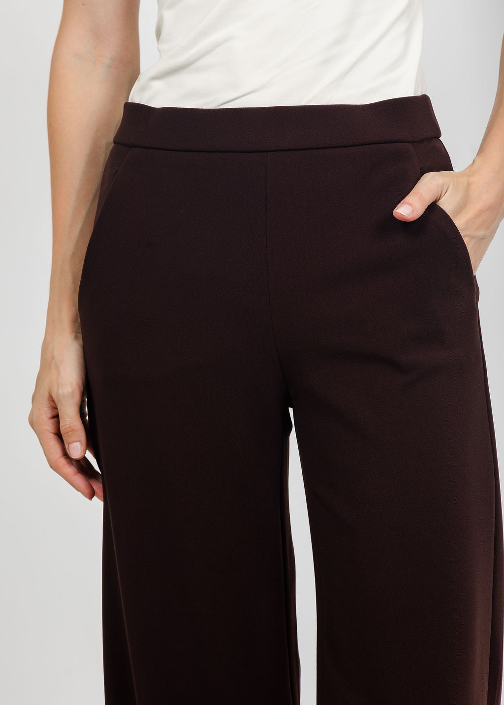 Raffaello Rossi Palina Long Jersey Pant in Dark Chocolate available at Barbara Katz