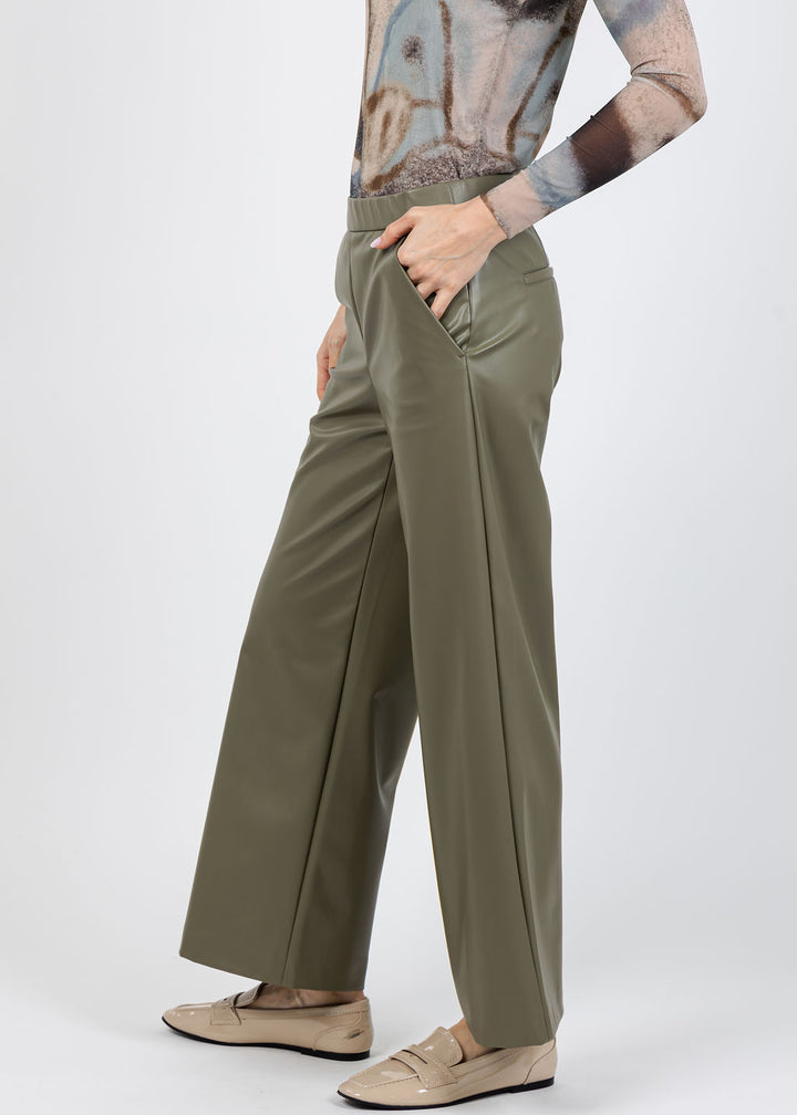 Raffaello Rossi Palina Vegan Leather 6/8 Culotte Pants in Reed available at Barbara Katz