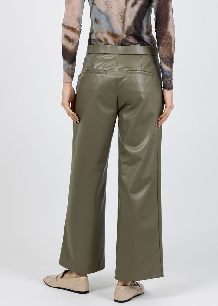 Raffaello Rossi Palina Vegan Leather 6/8 Culotte Pants in Reed available at Barbara Katz