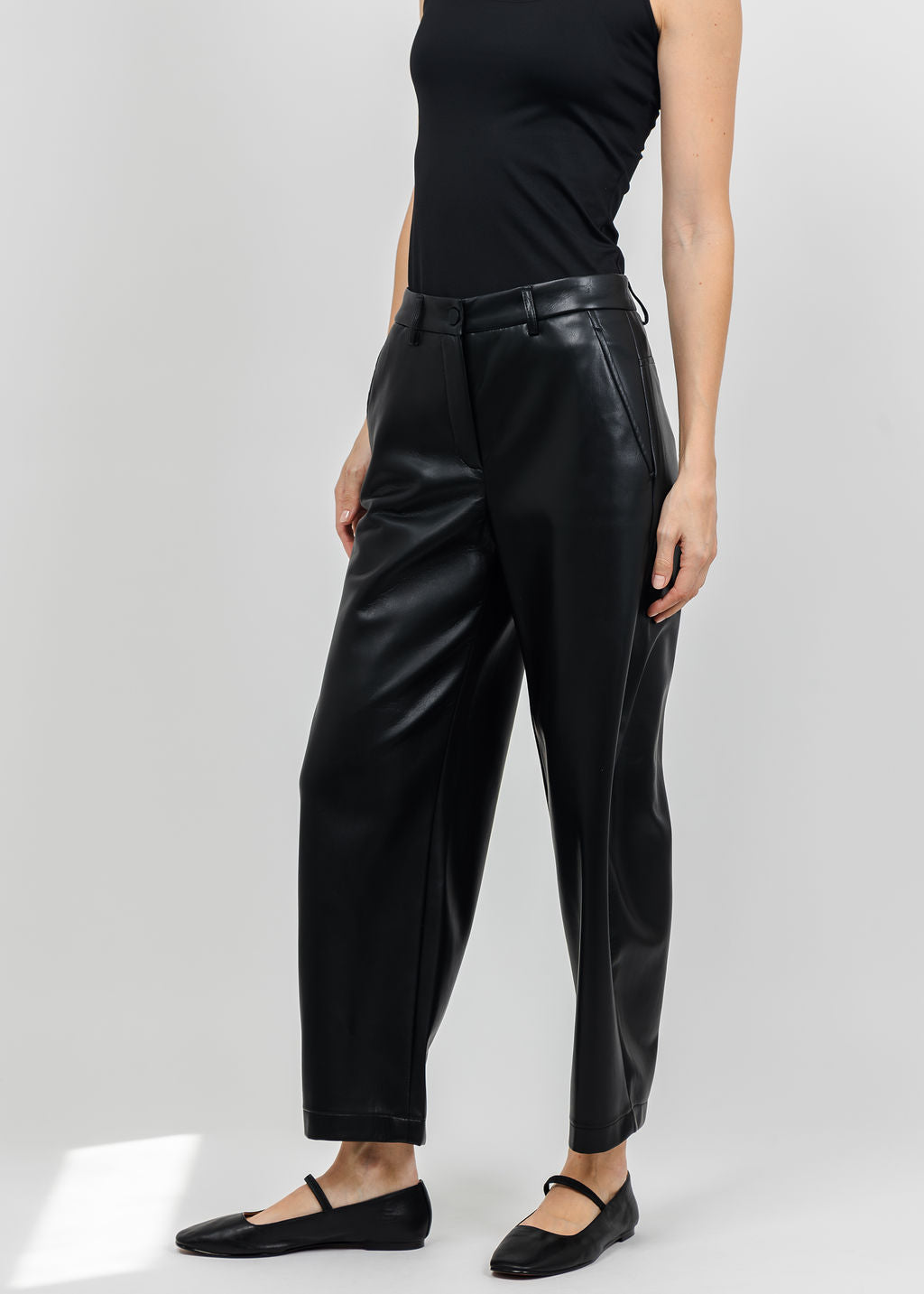 Raffaello Rossi Phibi 7/8 Vegan Leather Pant in Black available at Barbara Katz