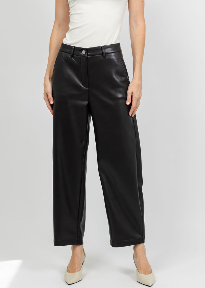 Raffaello Rossi Phibi 7/8 Vegan Leather Pant in Dark Brown available at Barbara Katz