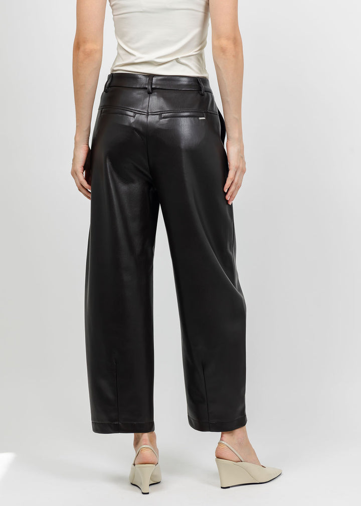 Raffaello Rossi Phibi 7/8 Vegan Leather Pant in Dark Brown available at Barbara Katz