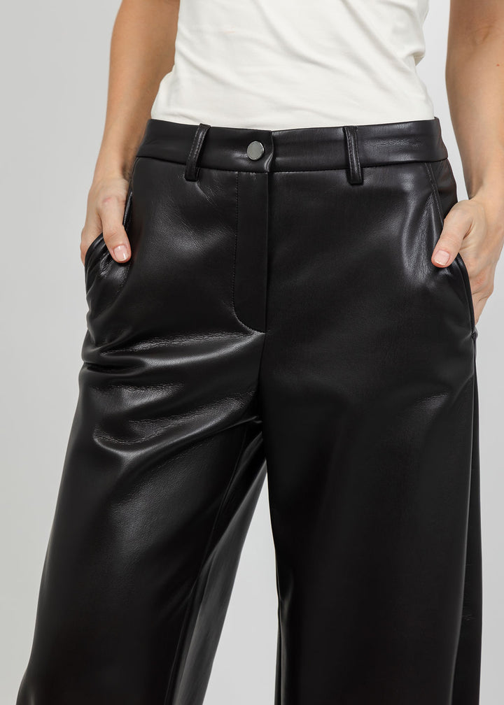 Raffaello Rossi Phibi 7/8 Vegan Leather Pant in Dark Brown available at Barbara Katz