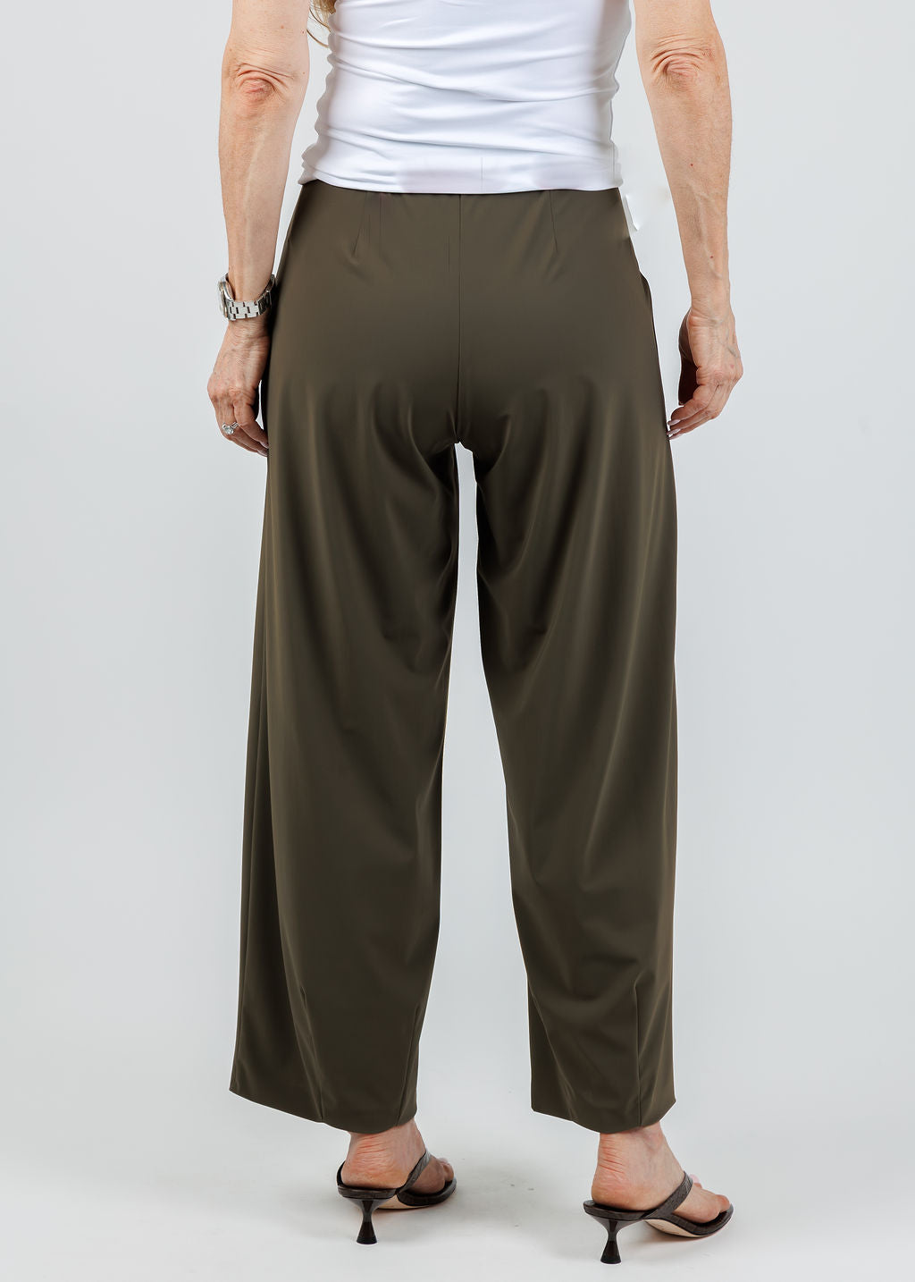 Raffaello Rossi Sally 7/8 High Tech Jersey Pants in Olive available at Barbara Katz