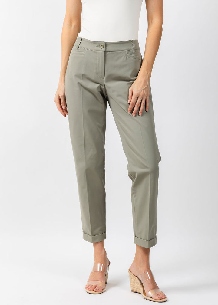 Raffaello Rossi Techno Cotton Ute 7/8 Pants in Aloe Vera available at Barbara Katz