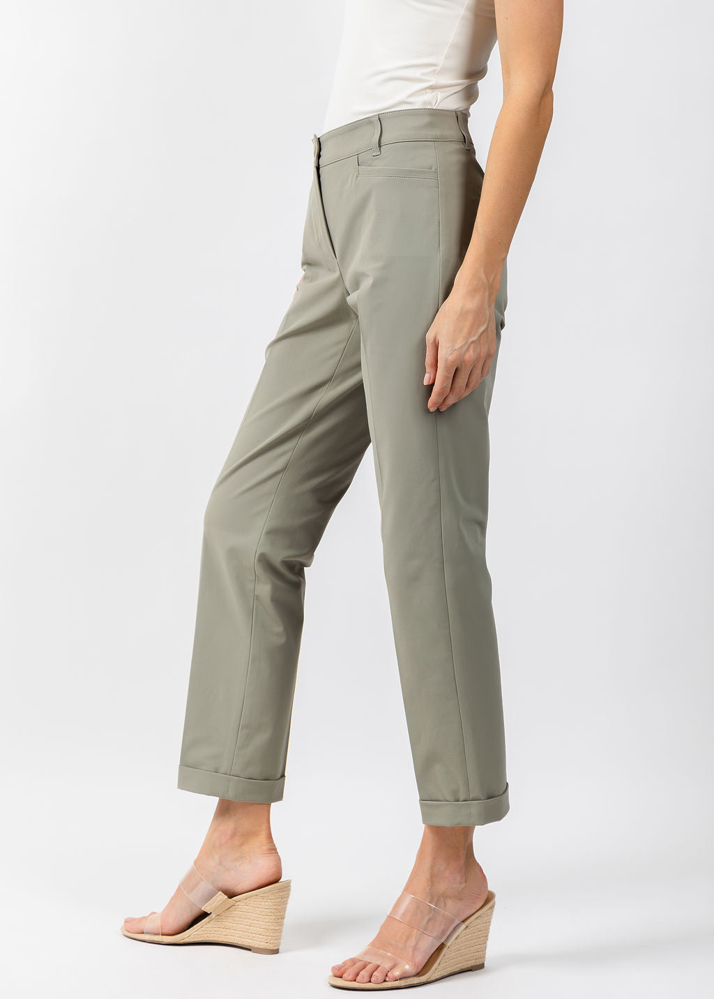 Raffaello Rossi Techno Cotton Ute 7/8 Pants in Aloe Vera available at Barbara Katz