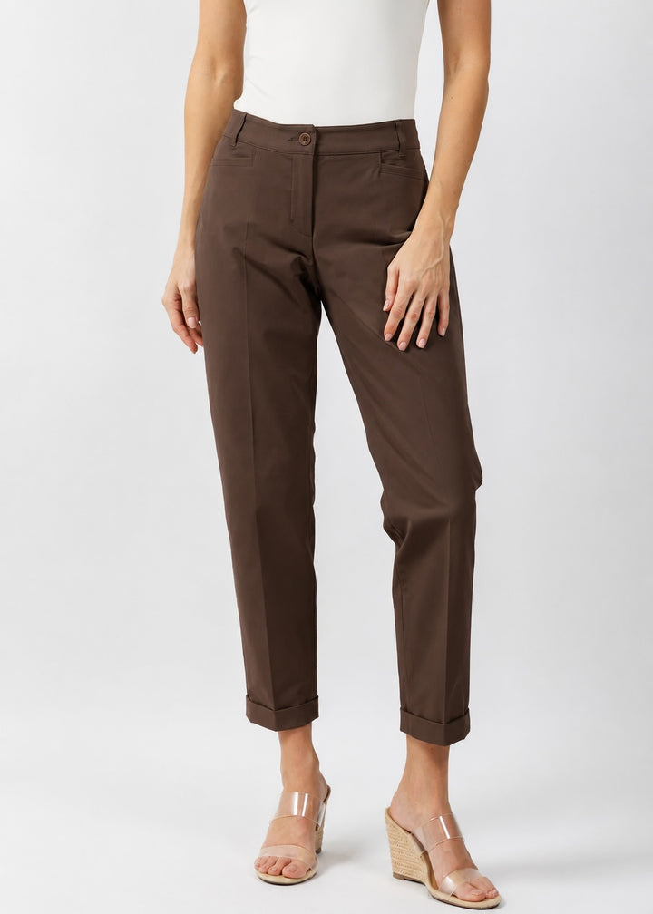 Raffaello Rossi Techno Cotton Ute 7/8 Pants in Chocolate available at Barbara Katz