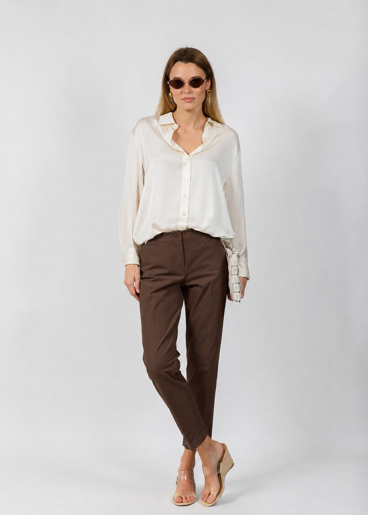 Raffaello Rossi Techno Cotton Ute 7/8 Pants in Chocolate available at Barbara Katz
