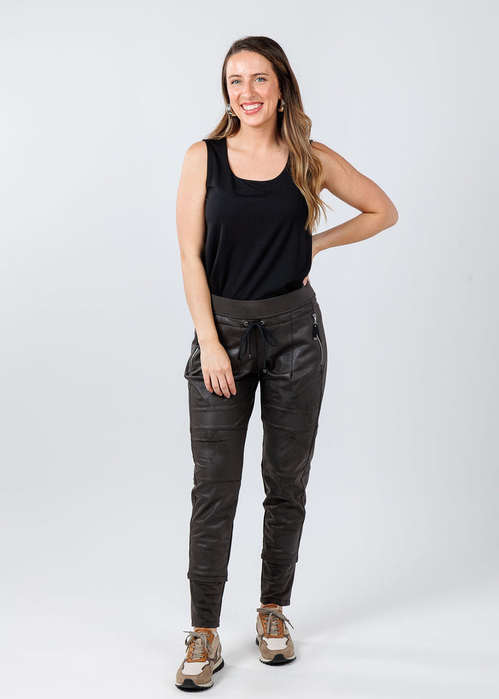 Vegan Leather Candy Pants - Dark Brown