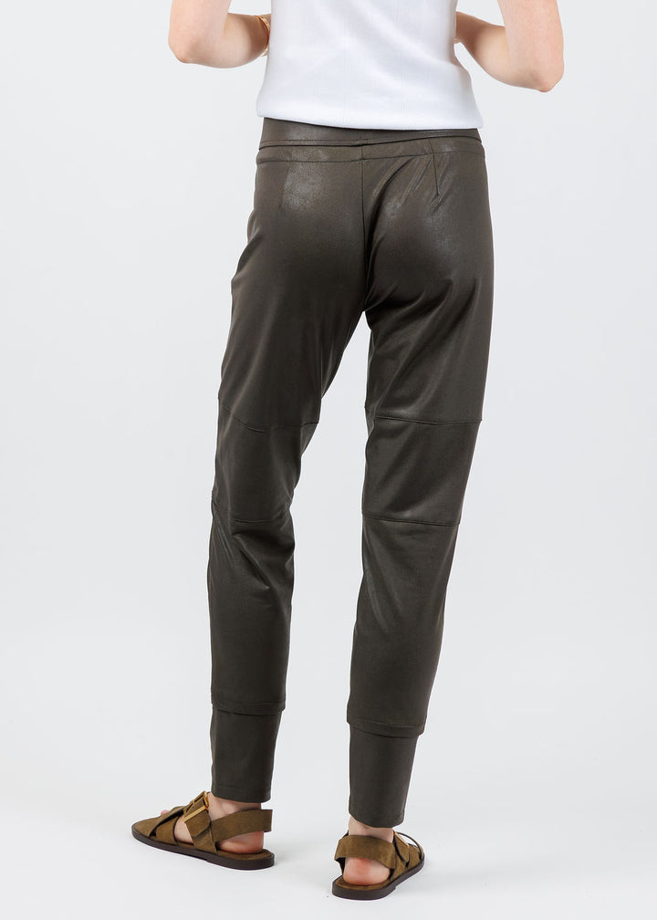 Raffaello Rossi Vegan Leather Candy Pants in Dark Olive available at Barbara Katz