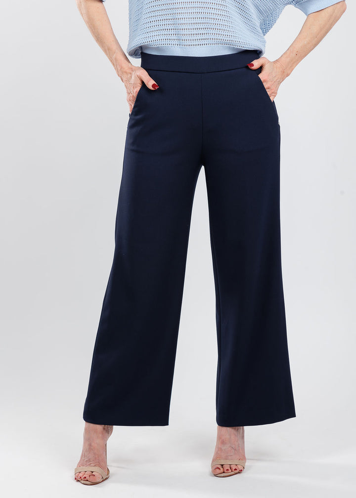 Raffaello Rossi Palina Crepe 6/8 Culotte Pants in Dark Blue available at Barbara Katz