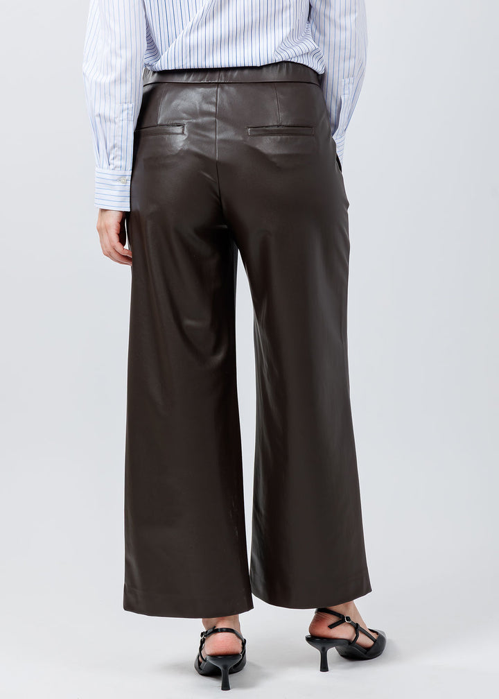 Raffaello Rossi Palina Vegan Leather 6/8 Culotte Pants in Tabak available at Barbara Katz 