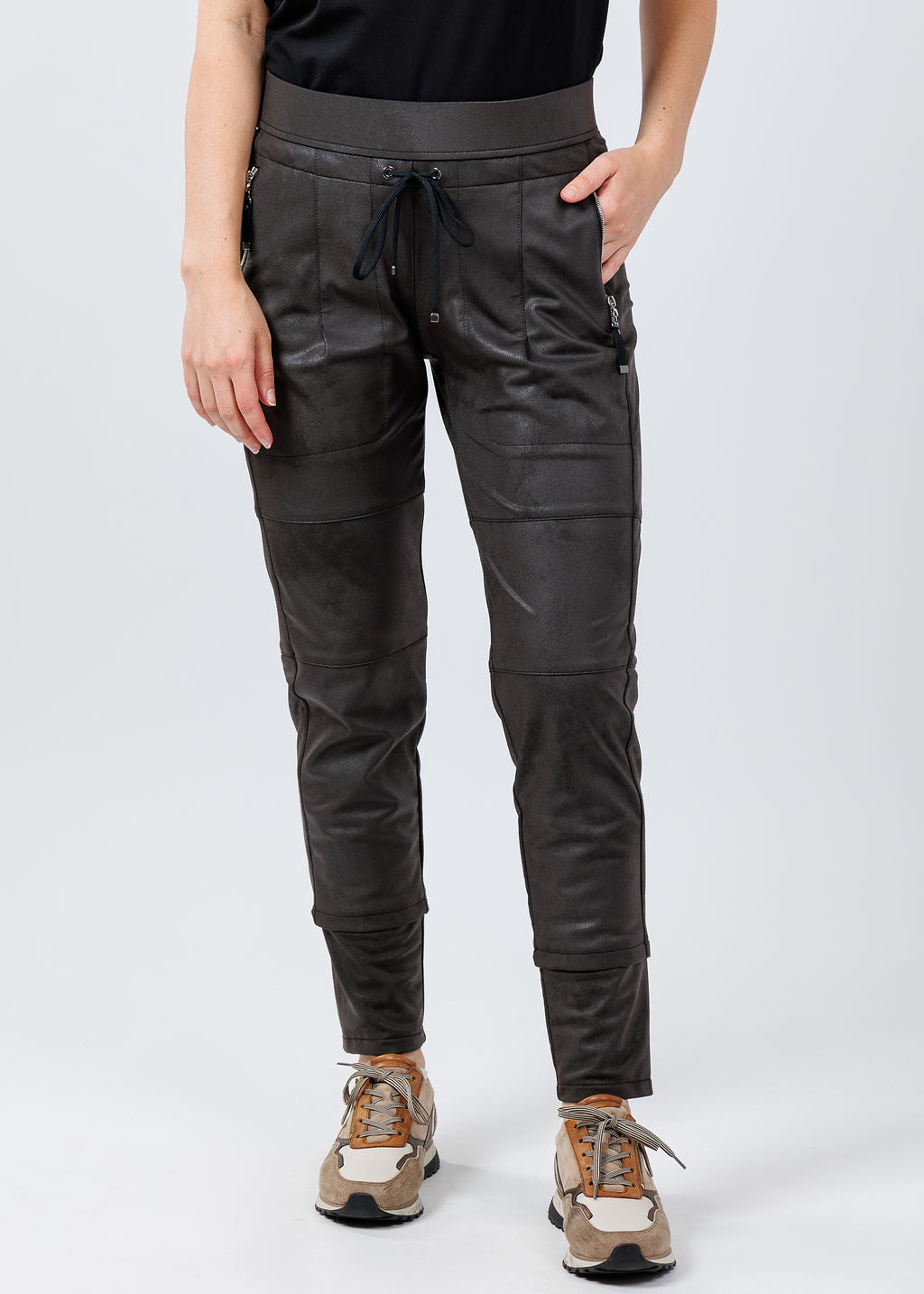 新品 Russeluno SKINNY CARGO PANTS (5/L)　Ⓗ Raffaello Rossi Vegan Leather Candy Pants - Dark Brown