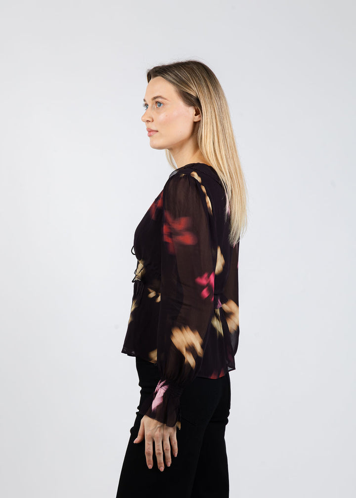 Rails Alixa Blouse in Onyx Blurred Floral available at Barbara Katz