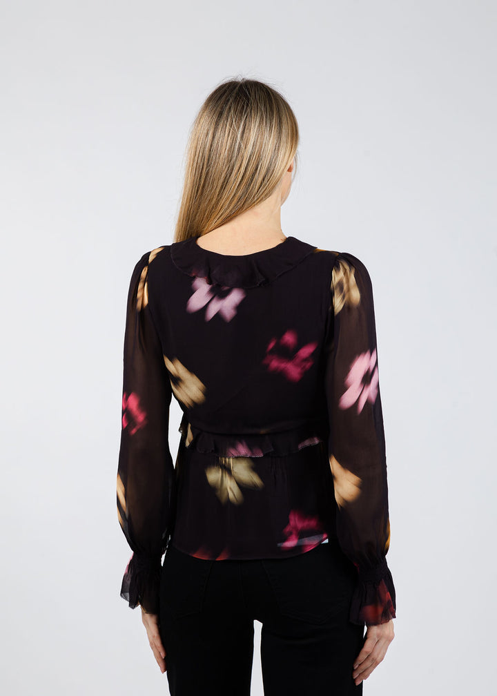 Rails Alixa Blouse in Onyx Blurred Floral available at Barbara Katz