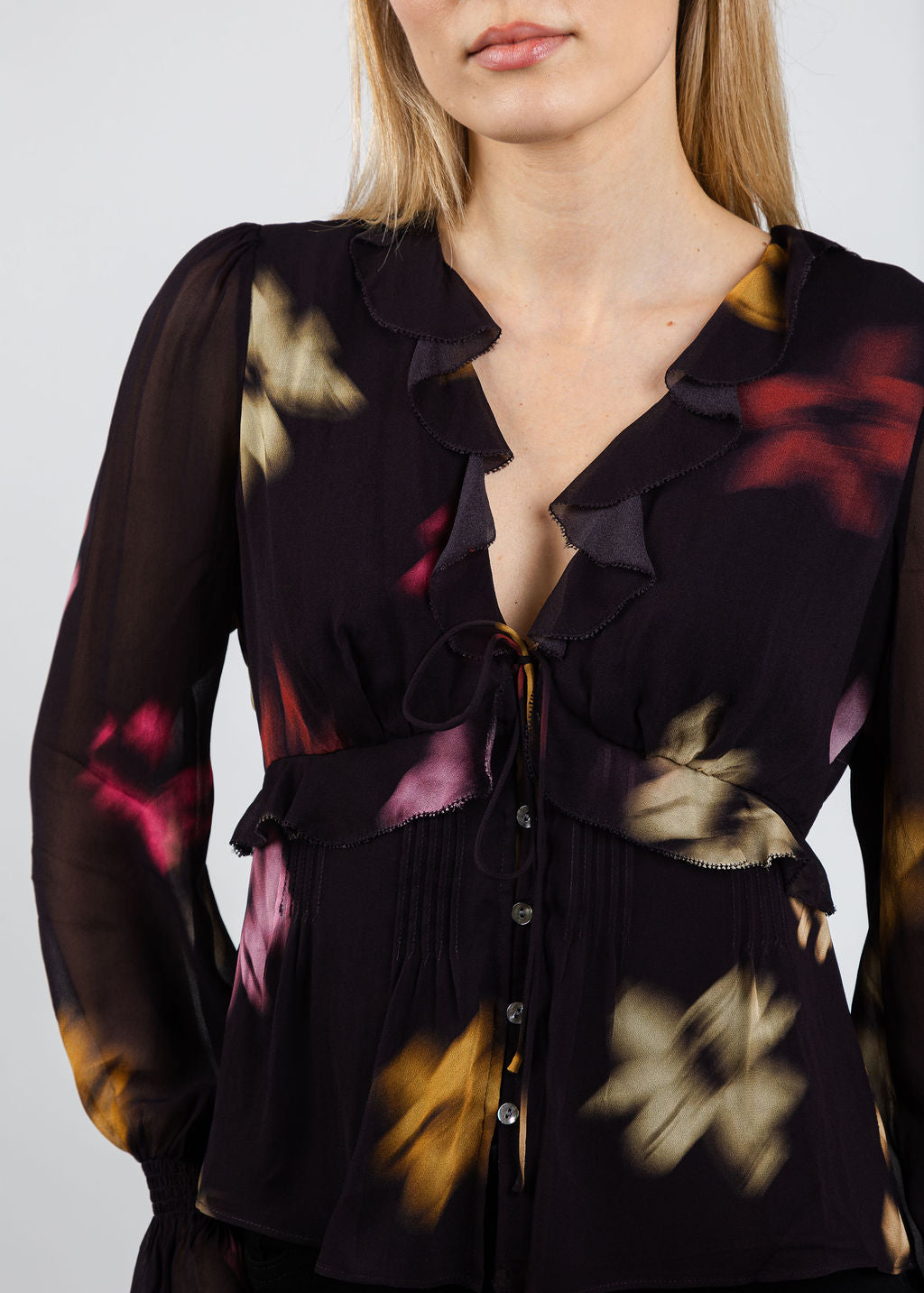 Rails Alixa Blouse in Onyx Blurred Floral available at Barbara Katz