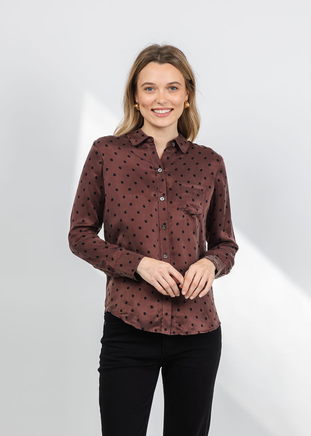 Rails Alyssa Shirt in Chocolate Polka Dot available at Barbara Katz