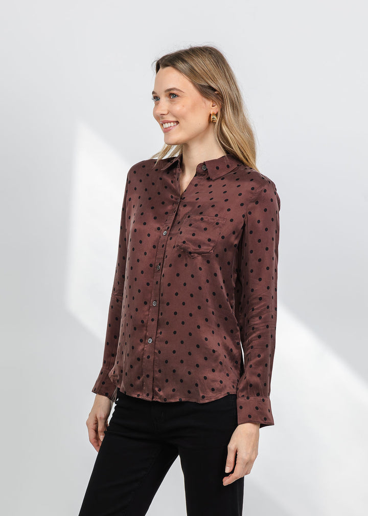 Rails Alyssa Shirt in Chocolate Polka Dot available at Barbara Katz