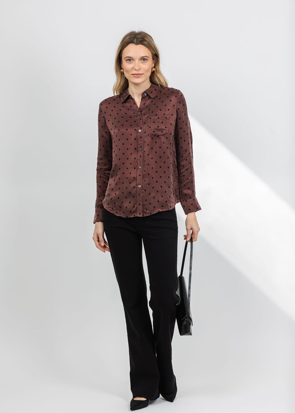 Rails Alyssa Shirt in Chocolate Polka Dot available at Barbara Katz