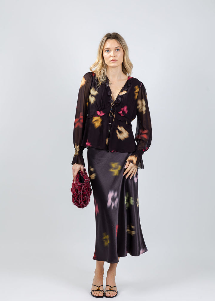 Rails Aliza Blouse and Anya Skirt in Onyx Blurred Floral available at Barbara Katz