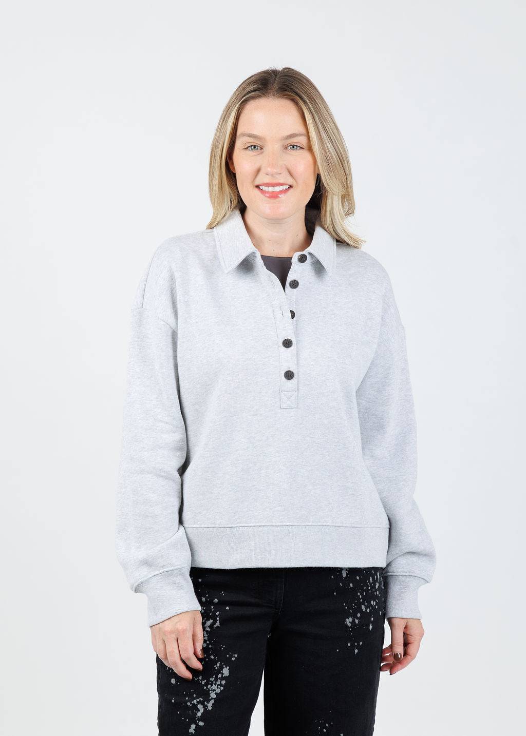 Rails Barlow Sweatshirt in Heather Grey available at Barbara Katz