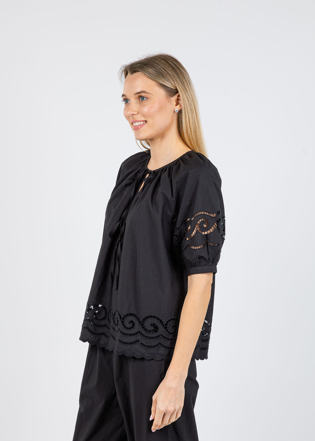 Rails Catalene Blouse in Black Embroidery available at Barbara Katz