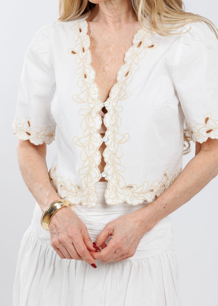 Rails Cataluna Embroidered Top in White available at Barbara Katz