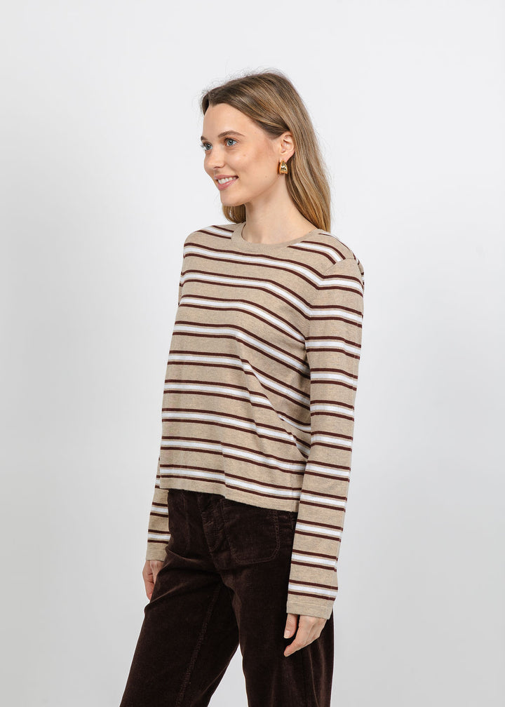 Rails Davie Long Sleeve Tee in Heather Oat Stripe available at Barbara Katz