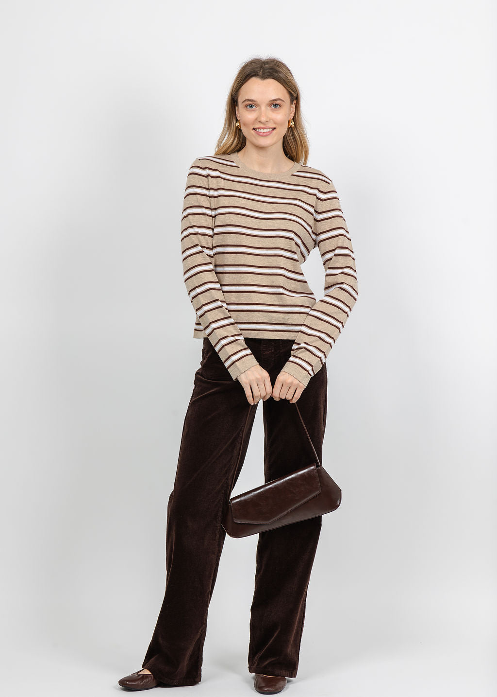 Rails Davie Long Sleeve Tee in Heather Oat Stripe available at Barbara Katz