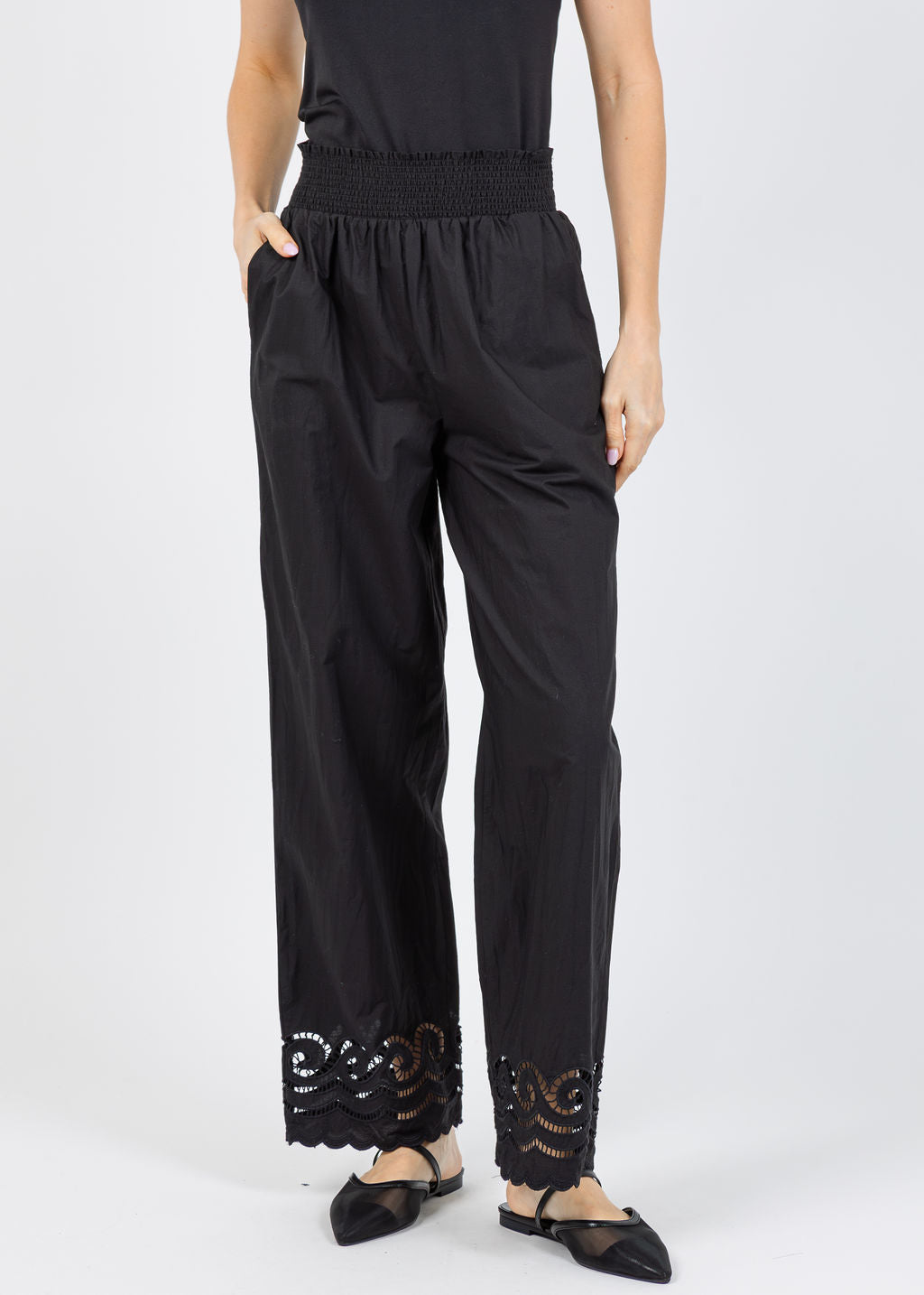 Rails Henrik Pants in Black Embroidery available at Barbara Katz