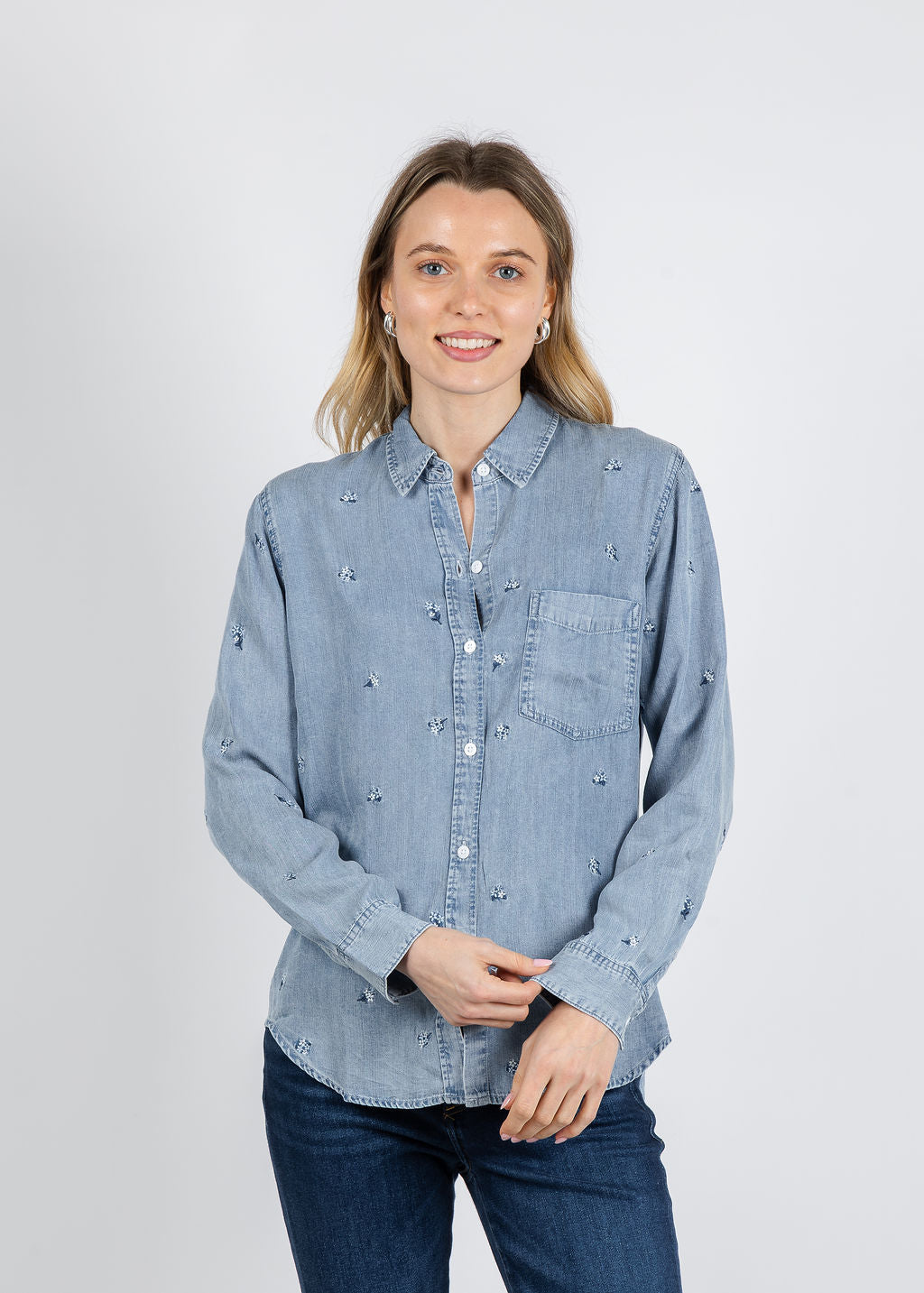 Rails Ingrid Shirt in Blue Blossoms available at Barbara Katz