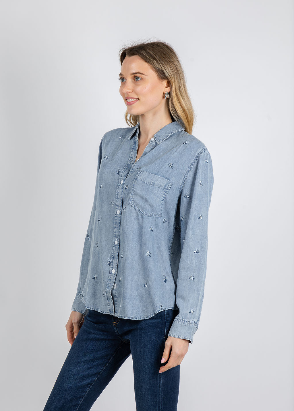 Rails Ingrid Shirt in Blue Blossoms available at Barbara Katz