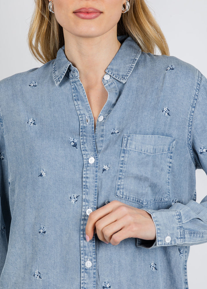 Rails Ingrid Shirt in Blue Blossoms available at Barbara Katz