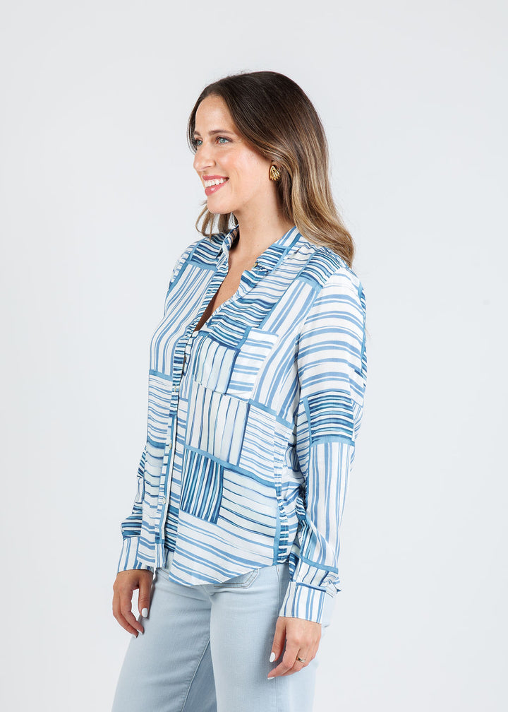 Rails Josephine Shirt in Marine Mixed Stripe available at Barbara Katz