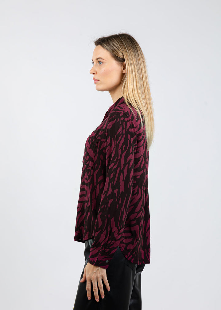 Rails Josephine Shirt in Oxblood Tiger Stripe available at Barbara Katz