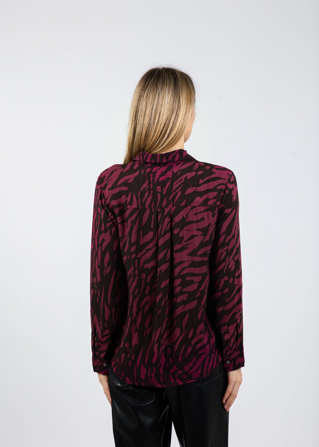 Rails Josephine Shirt in Oxblood Tiger Stripe available at Barbara Katz