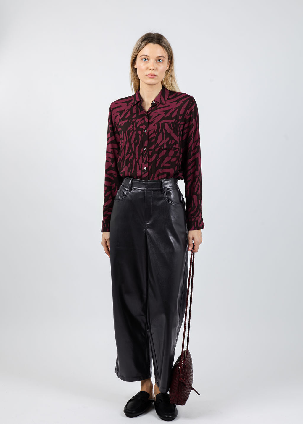 Rails Josephine Shirt in Oxblood Tiger Stripe available at Barbara Katz