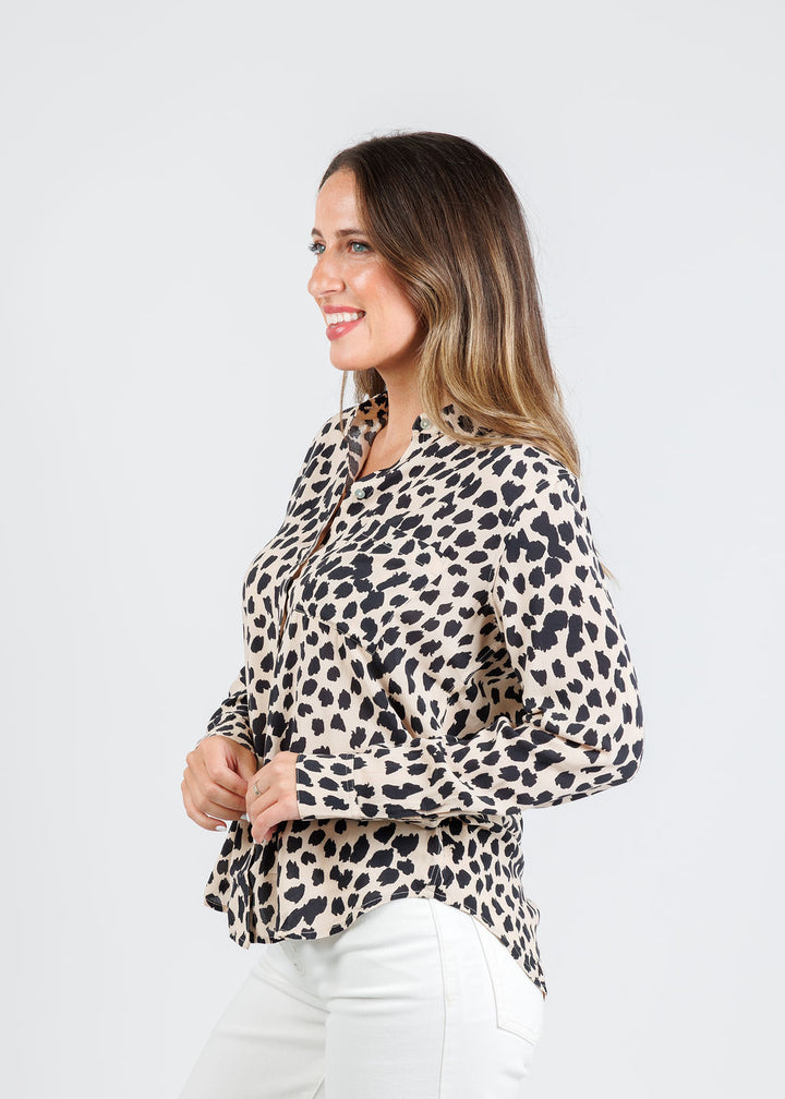 Rails Josephine Shirt in Taupe Spotted available at Barbara Katz