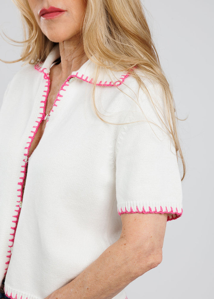 Rails Maliah Short Sleeve Cardigan in Ivory Hibiscus available at Barbara Katz