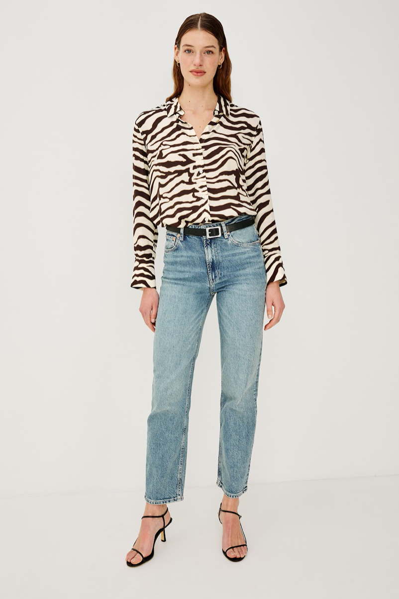 Rails Saige Shirt in Espresso Zebra available at Barbara Katz