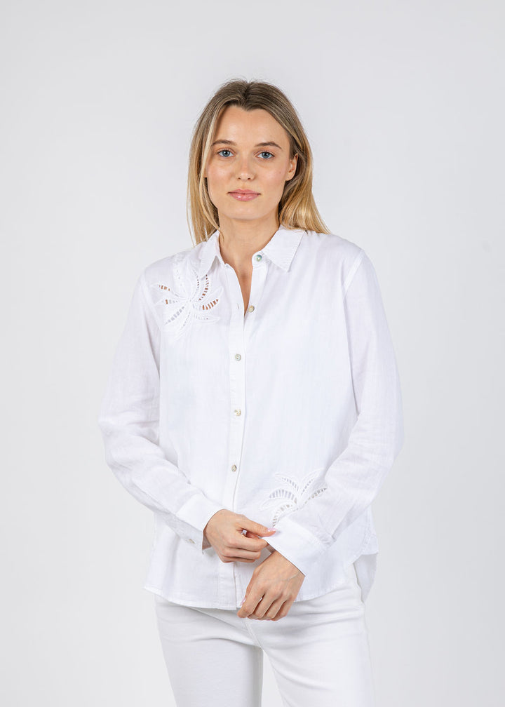 Rails Samar Blouse in White Palm Embroidery available at Barbara Katz