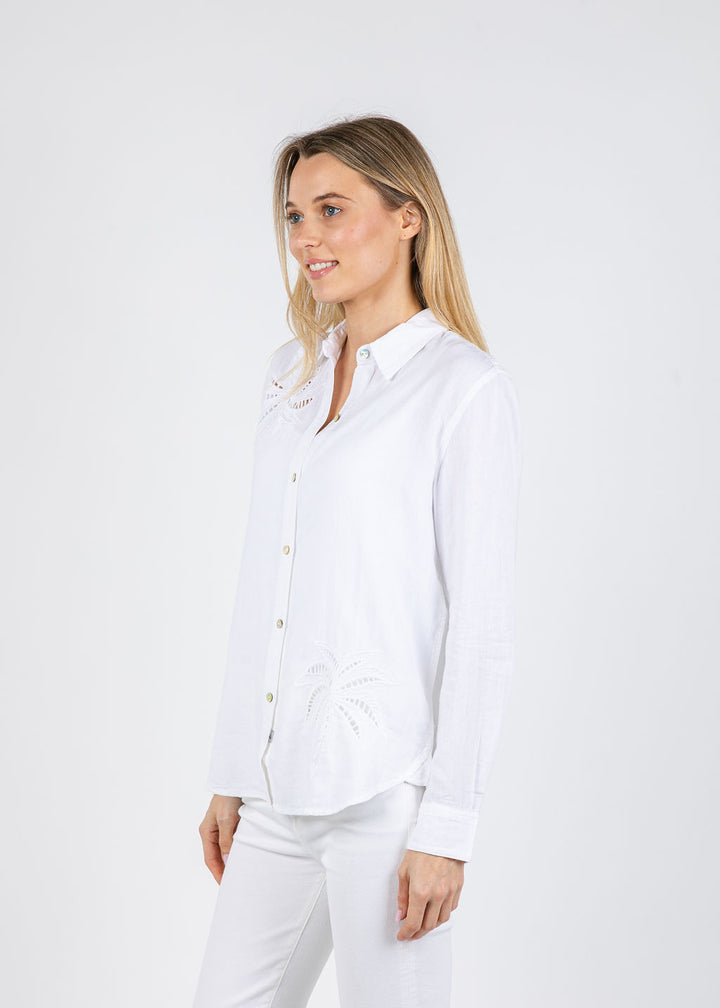 Rails Samar Blouse in White Palm Embroidery available at Barbara Katz